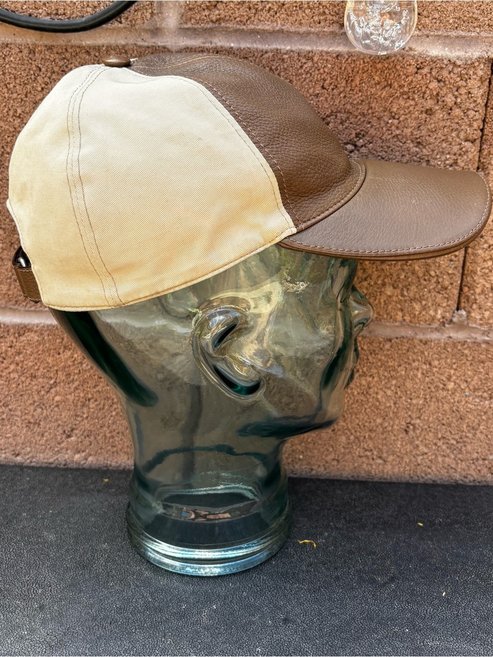 Gucci Interlocking G Baseball Cap Leather Two Tone Size Small - Picture 2 of 6